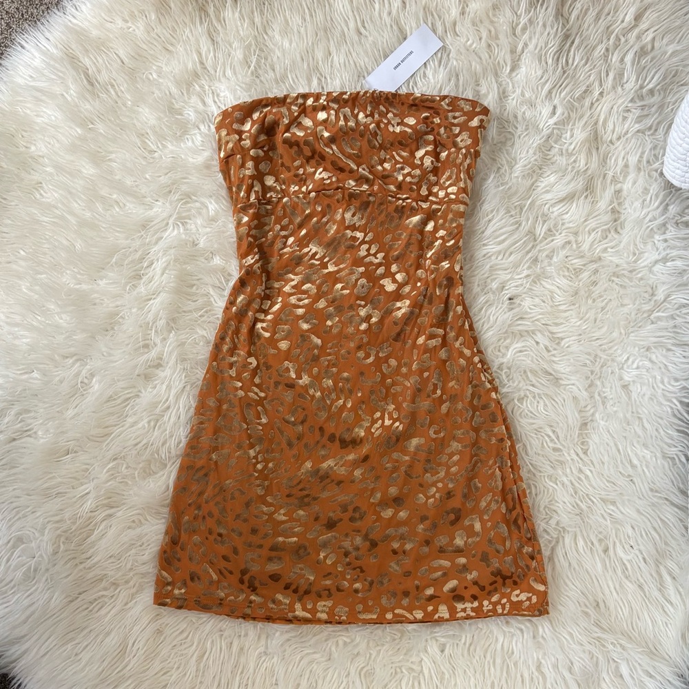 NWT Silence + Noise Brenna Velvet Burnout Print Strapless Mini Dress